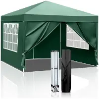 Sonstiges Faltpavillon 3x3m Höhenverstellbar Wasserdicht mit 4 Seitenteilen Grün
