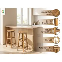 Prestige Home Living Indoor 2er-Set Barstuhl aus Akazienholz, ca. 34 x 34 x 76 cm - Braun