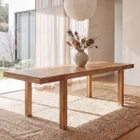 FineBuy Esszimmertisch 160 - 240 cm Akazie Massivholz Zeitlos Küchentisch Verlängerbar Speisetisch Groß Rechteckig Schlicht Holztisch Esszimmer