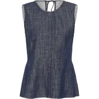Soaked in luxury Kurzarmbluse "Damen Bluse kurzarm SLLufira", Damen, Gr. L, blau (dunkelblau denim), Obermaterial: 100% Baumwolle CO., Blusen Kurzarmbluse
