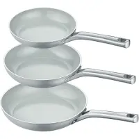 Berndes 3-teiliges Set Bratpfanne 20+24+28 cm, Aluminium, recycelt, grau - b.free