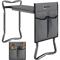 Outsunny KNIEBANK für Gartenarbeit klappbar Gartenhocker mit Kniekissen Werkzeugtasche