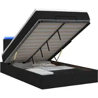 vidaXL Ottoman-Bett mit Matratze und LED Schwarz 120 x 190 cm Stoff