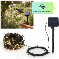 Ideoon 2er-Set Solar Lichterkette mit je 100 warmweißen LEDs für den Außenbereich: je 12,5m Gesamtlänge, automatischer Dämmerungssensor, ideal für Garten