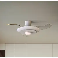 Mantra-Iluminacion LED-Deckenventilator Kyoto, weiß, DC, leise, CCT, 106 cm dimmbar, weiß / opal, für Wohn- / Esszimmer, Metall, Modern