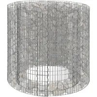 Relaxdays Gabione rund, Hochbeet Garten, Steinkorb, 3.5mm Draht, bepflanzbar, HxØ: 80x90 cm, Gabionenwand, Stahl, silber