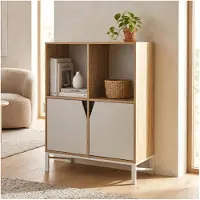 En.casa Highboard 'Kerrköndam' Kommode 94 x 76 x 40 cm Eicheoptik/Weiß