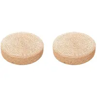 Jojomino 2 Stücke 45cm Yoga Matten Runder Hocker Tatami Boden Kissen Sitz Kissen Stroh Meditation Verdickung Weiche Yoga Ausrüstung