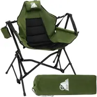ECD-Germany Camping-Schaukelstuhl Faltbar Khaki mit Stahlgestell
