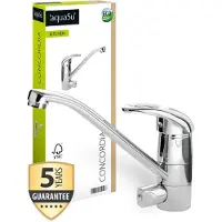 AquaSu 'Spültischarmatur mit Geräteanschluss Concordia, Einhebelmischer mit Wasserspar-Kartusche, Wasserhahn für Spüle, Auslauf schwenkbar, Standard-Befestigung, Messingkern, chrom, 796019