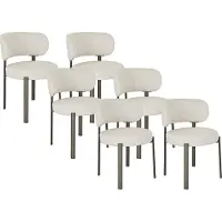 Vente-unique Set von 6 Stühlen aus texturiertem Stoff und bronzefarbenem Metall - Cremefarben - ASILOVA