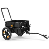 Vevor Fahrradanhänger Lastenanhänger 2-in-1 Handwagen mit Kupplung 45 kg, Kohlenstoffstahl & 600D Oxford, Mit Regenschutz Deichsel & 6 Reflektoren, Für 22-28 Zoll Räder, Fahrradwagen für Transport