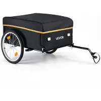 Vevor Fahrradanhänger Lastenanhänger Faltbarer Transportanhänger 59 kg, Kohlenstoffstahl & 600D Oxford, Mit Regenschutz Deichsel & 4 Reflektoren, Für 22-28 Zoll Räder, Fahrradwagen für Transport