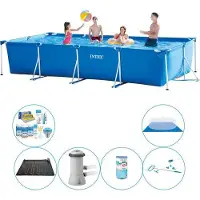 OEM Rechteckiges Schwimmbecken 450x220x84 cm - 7-teilig - Schwimmbecken-Set aus Kunststoff
