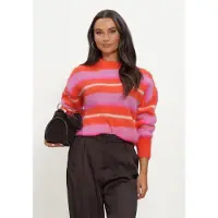 TWNS Damen Pullover & Cardigans Striped Long-sleeve Round Neck Sweater - Multi - Größe M