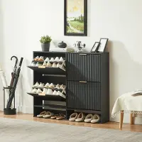 STILVORA Schuhschrank aus MDF in Schwarz, 120 x 24 x 102 cm, mit Kippschutz