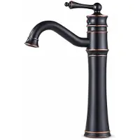 Dopwii Hoher Waschtischarmatur 360° schwenkbar, 34cm, Schwarz, Messing, Einhebelmischer, G3/8, mit 60cm Brauseschlauch