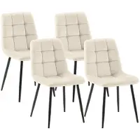 CLP 4er Set Esszimmerstühle Tilde gepolstert mit Rückenlehnen bis 150 kg belastbar creme Material Samt