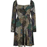 Apricot Minikleid "Patchwork Kleid" mit Blumen- und Zebramuster