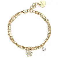 S`Agapõ S'Agapo Double Gold-Plated Bracelet With Flower Pendants Aurora Sar47