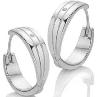 Hot Diamonds - Luxury silver hoop earrings with diamonds Trio DE840