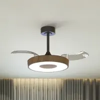Mantra-Iluminacion Smart LED-Deckenventilator Coin Mini holz/schwarz DC leise Mini, dimmbar, Holz hell, für Wohn- / Esszimmer, Metall, Modern