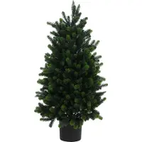 Mendler Künstliche Tanne HWC-R29, Dekobaum Kunstbaum Kunstpflanze, Outdoor Polyethylen, 90cm