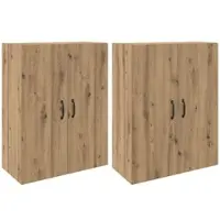 Helloshop26 - Set aus 2 modernen Wandschränken mit je 4 Türen für die Wohnzimmeraufbewahrung 69,5 x 34 x 90 cm Eichenholzoptik 02_0056056