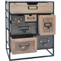 Mendler Tischkommode HWC-Q80, Schubladenkommode Kleinkommode, Metall Holz Vintage Shabby-Look, 48x36x18cm