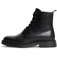Tommy Hilfiger Schnürstiefelette "CORPORATE CASUAL LTH BOOT", Herren, Gr. 45, Leder Synthetik Textil, schwarz, Nappaleder, Schuhe Schnürstiefelette, Blockabsatz, Schnürboots mit dezenten Ziernähten