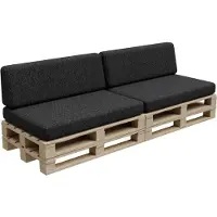 POOM Palettenkissen, Palletenpolster, Gartenkissen, PFBG (2X Set (120x80 + 120x35), Graphit)
