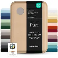 Schlafgut Spannbettlaken "PURE Bio-Baumwolle mit Elasthan, dehnbar blickdicht, straff, Bettlaken", PREMIUM Laken für Matratzen bis 30cm Höhe, in 90x200, 140x200, 180x200