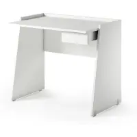 THE WHITE STONE Büro - DER WEISSE STEIN - Modell 90x60x80 cm - Mattweiß - Tischplatte mit Beton-Effekt - 1 Metallschublade