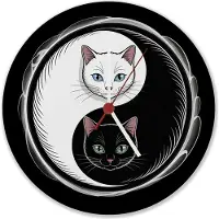 Speecheese Katzen Yin und Yang Wanduhr aus MDF für Katzenliebhaber