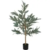 HOMCOM Künstlicher Lorbeerbaum mit Topf üppigen Blättern realistisches Design 120 cm Grün