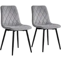 Relaxdays Esszimmerstuhl, 2er Set, Samt, Metallbeine, 120 kg, Wohnzimmer & Küche, gepolsterter Küchenstuhl, grau