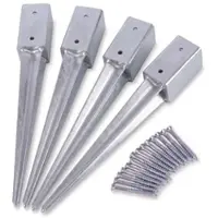 Relaxdays Einschlaghülse für Zaunpfosten 4er Set Silber