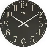 Prim Character Wanduhr Holz lautlos arabische Ziffern Schwarz 50 cm