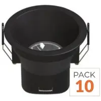 Silamp Einbaustrahler LED, 9W, IP44, dimmbar, schwarz, wählbare Farbtemperatur (CCT), Durchmesser 85mm, 3000K/4000K/6500K, Packung mit 10 Stück