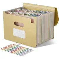 Markenlos EcoStash A4-Dokumentenmap mit 12 Fächern, ausziehbare Ordner aus Weizenstroh, bunte Ordner, Akkordeonmappe, BPA-frei, zurück zur Natur, gesund leben - mintgrün