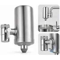 Novzep Wasserhahn Wasserfilter aus Edelstahl 304, Leitungswasserfilter mit Keramikfilter, 2 L/min Filtersystem für sauberes Trinkwasser in der Küche