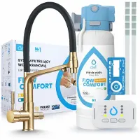 ARI 3-Wege-Küchenarmatur Flexible, Messing, Ausziehbare Spültischarmatur Im Set Mit Dafi D1 Wasserfiltersystem, Untertischanlage