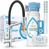 ARI 3-Wege-Küchenarmatur Flexible, Chrom, Ausziehbare Spültischarmatur Im Set Mit Dafi D1 Wasserfiltersystem, Untertischanlage