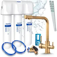 ARI 3-Wege-Küchenarmatur Venom, Messing, Spültischarmatur Im Set Mit Aquaphor Wasserfiltersystem, Untertischanlage, 360° Schwenkbar
