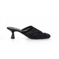 Marc Ellis Novara Plus Damenschuhe, Mule-Modell, schwarz, aus Leder, mit Kristallen, eleganter Absatz