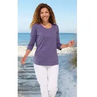 DW-Shop Baumwoll-shirt in Melange lila in Größe 44/46 von , Lila, 44/46