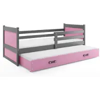 BMS Kinderbett Rico Graphit Rosa mit Bettkasten und 2 Matratzen