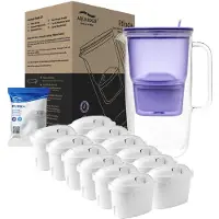 Aqualogis Wasserfilterkanne aus Glas, 2.9 L, violett, inklusiv 12x PURE+ kartuschen