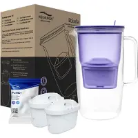Aqualogis Wasserfilterkanne aus Glas, 2.9 L, violett, inklusiv 2x PURE+ kartuschen