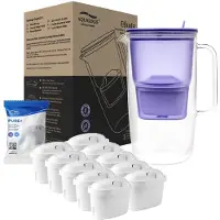 Aqualogis Wasserfilterkanne aus Glas, 2.9 L, violett, inklusiv 10x PURE+ kartuschen
